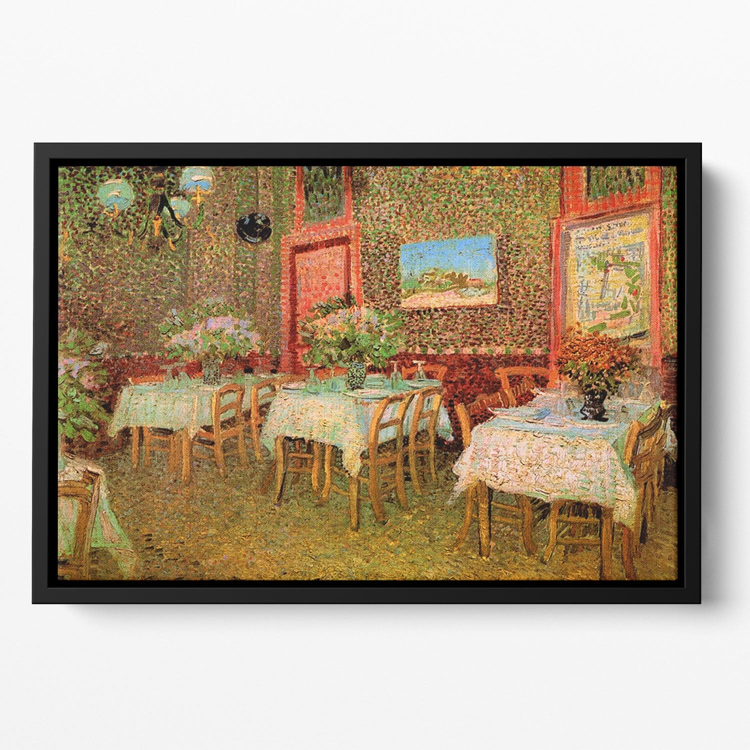 Interior of a restaurant by Van Gogh Floating Framed Canvas