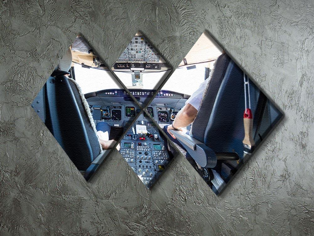 Interior of airplane cockpit 4 Square Multi Panel Canvas  - Canvas Art Rocks - 2