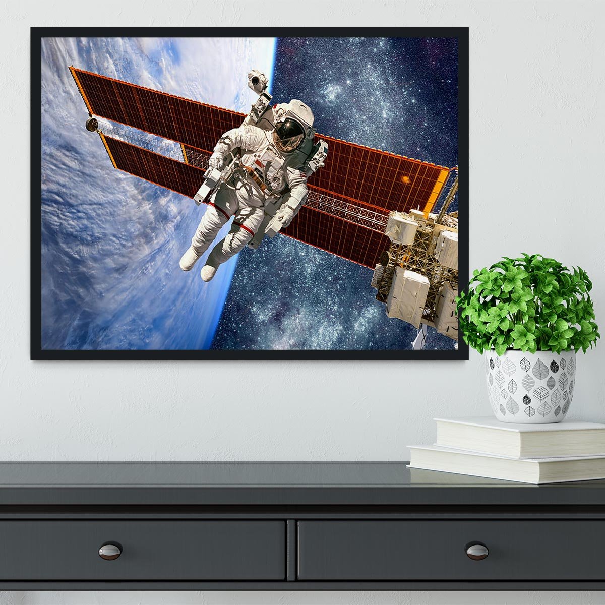 International Space Station and astronaut Framed Print - Canvas Art Rocks - 2