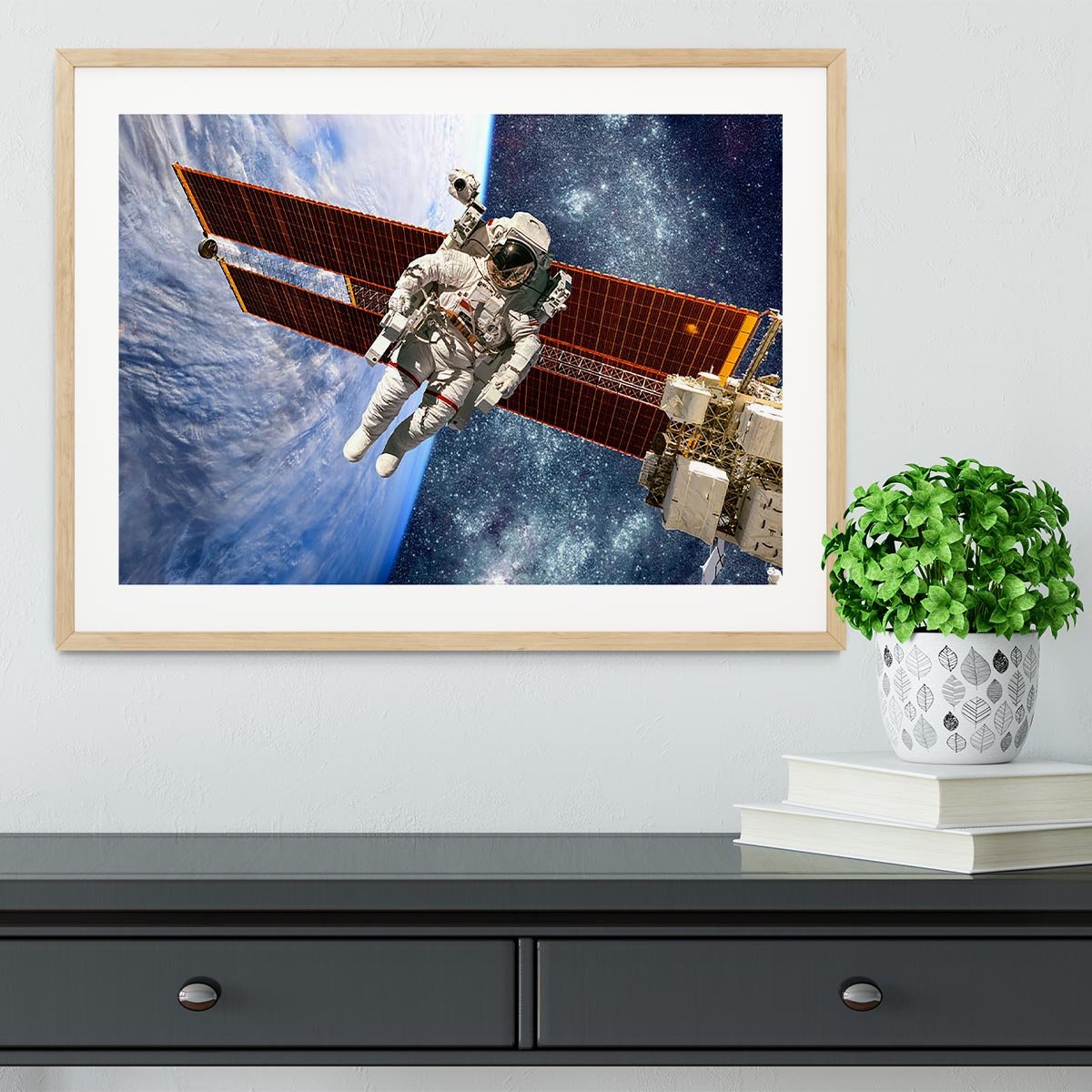 International Space Station and astronaut Framed Print - Canvas Art Rocks - 3