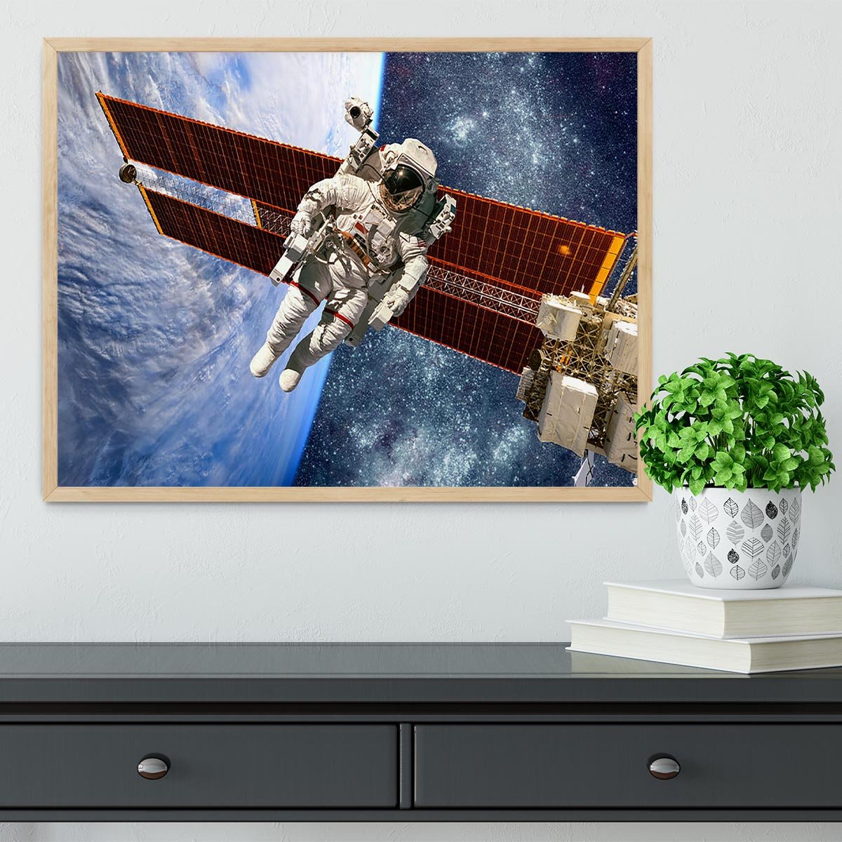 International Space Station and astronaut Framed Print - Canvas Art Rocks - 4