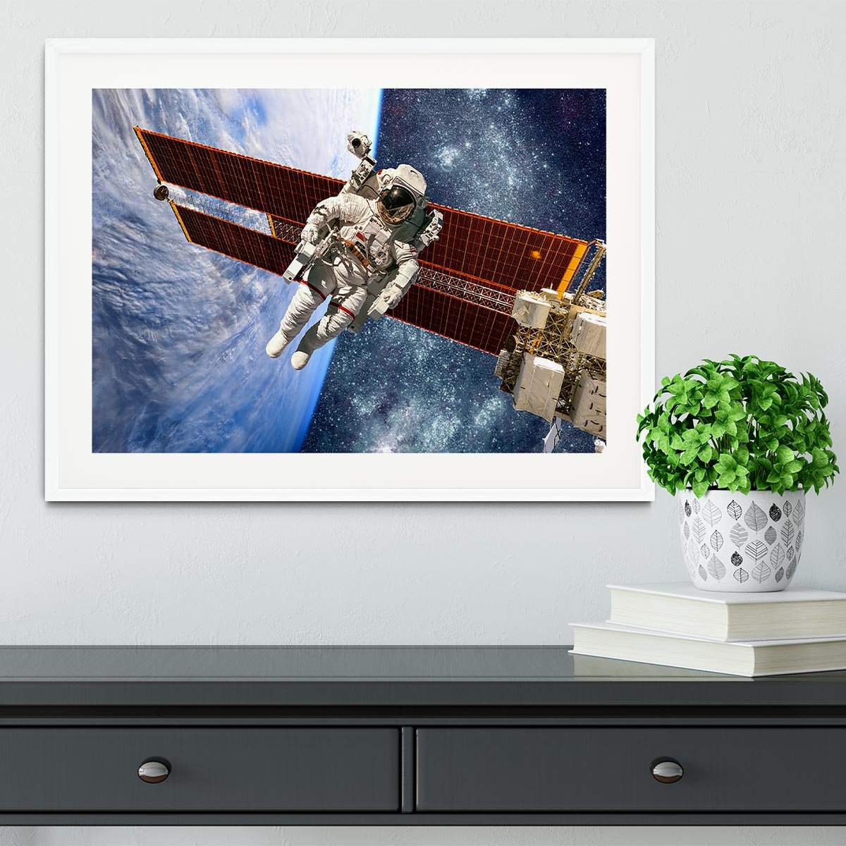 International Space Station and astronaut Framed Print - Canvas Art Rocks - 5
