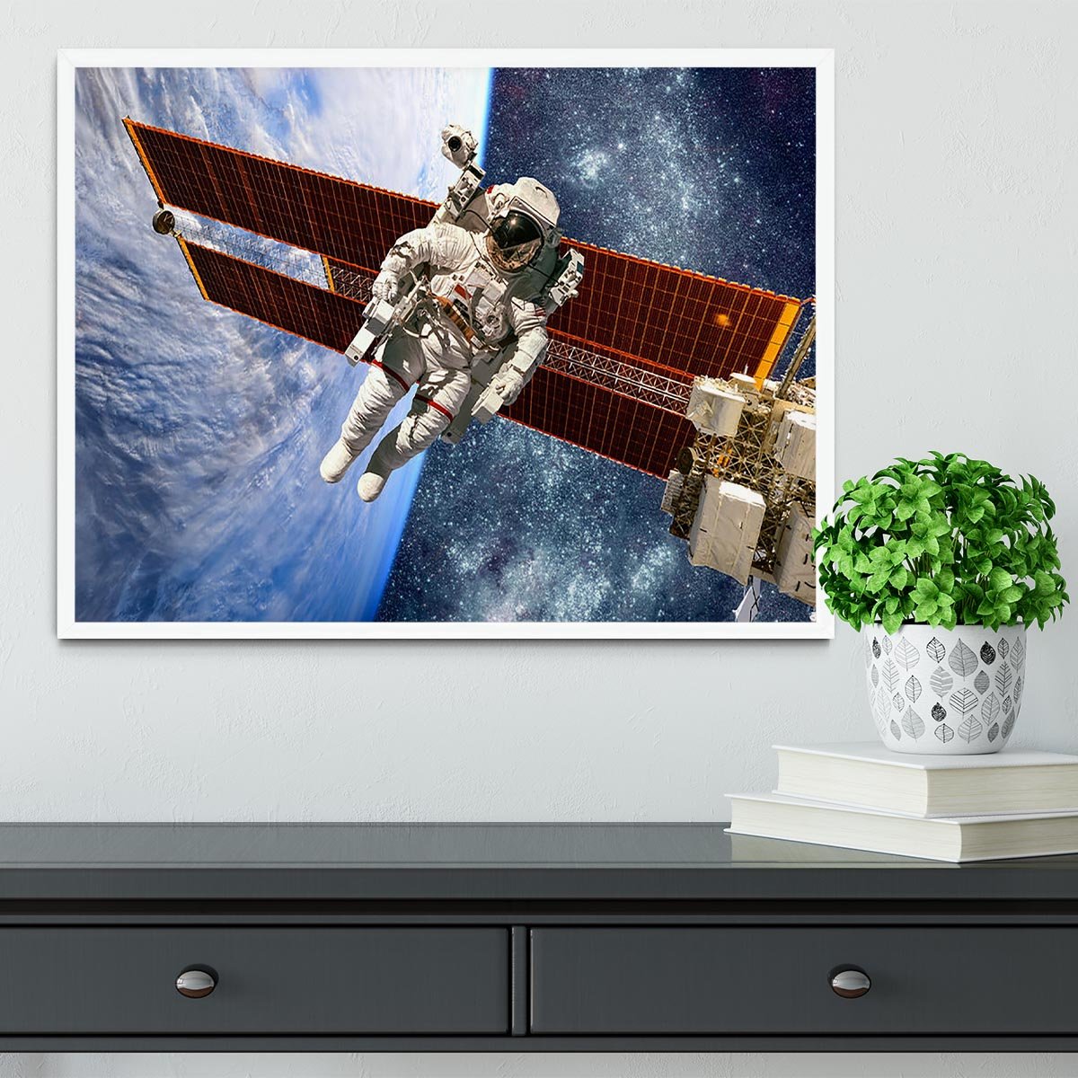 International Space Station and astronaut Framed Print - Canvas Art Rocks -6