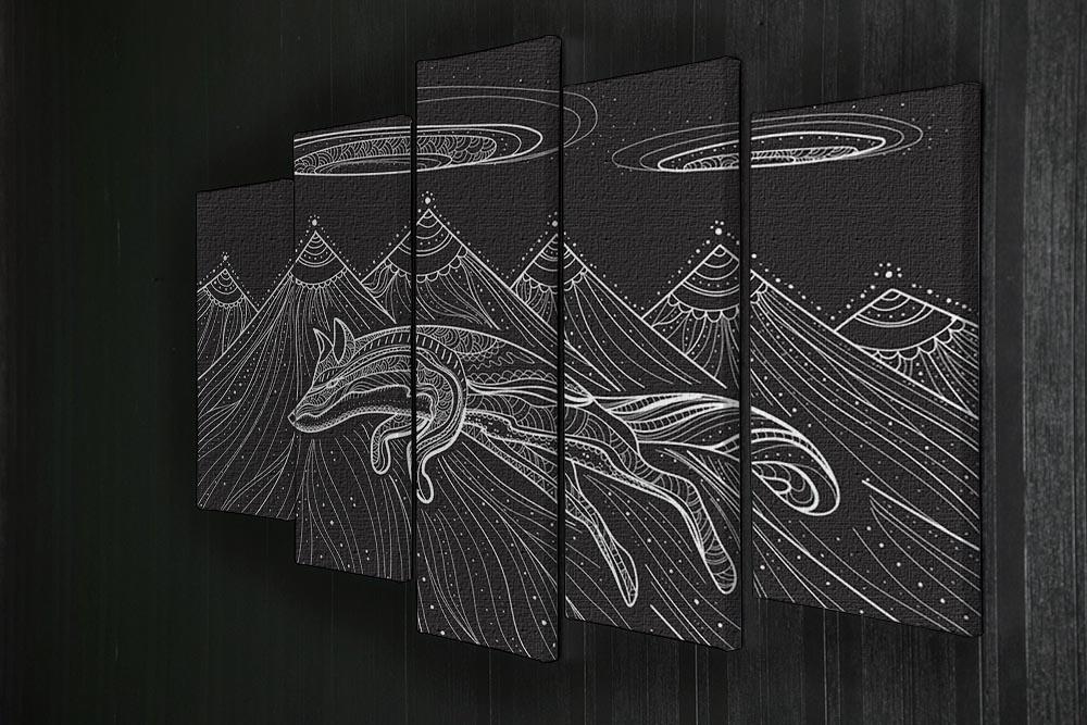 Intricate fox design 5 Split Panel Canvas - Canvas Art Rocks - 2