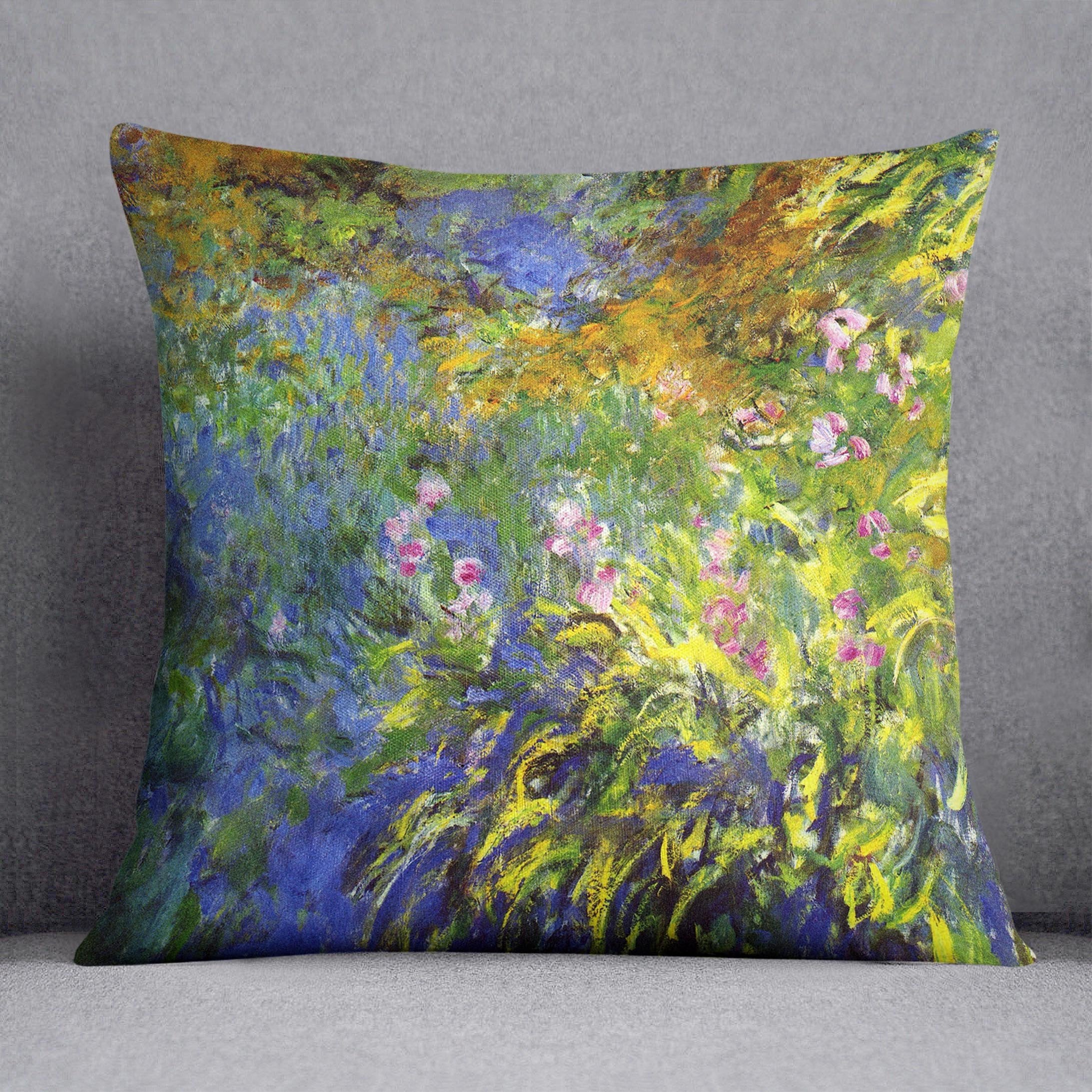 Iris at the sea rose pond 2 by Monet Throw Pillow