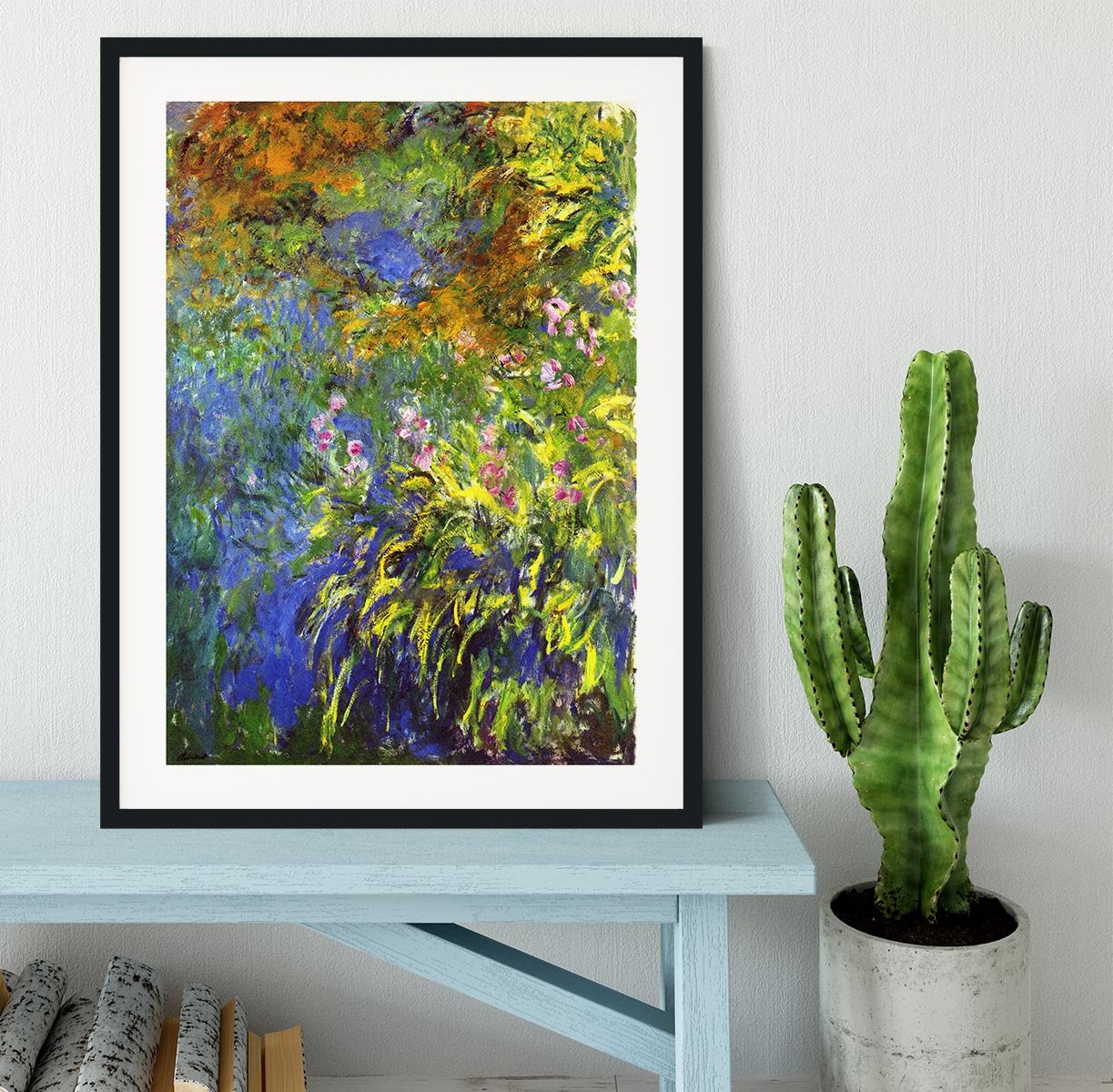 Iris at the sea rose pond 2 by Monet Framed Print - Canvas Art Rocks - 1