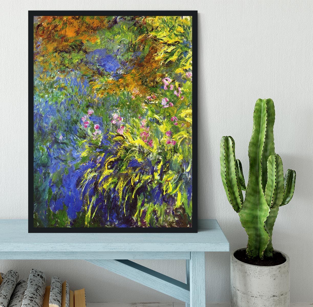 Iris at the sea rose pond 2 by Monet Framed Print - Canvas Art Rocks - 2