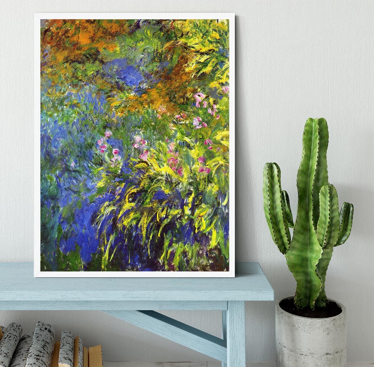 Iris at the sea rose pond 2 by Monet Framed Print - Canvas Art Rocks -6