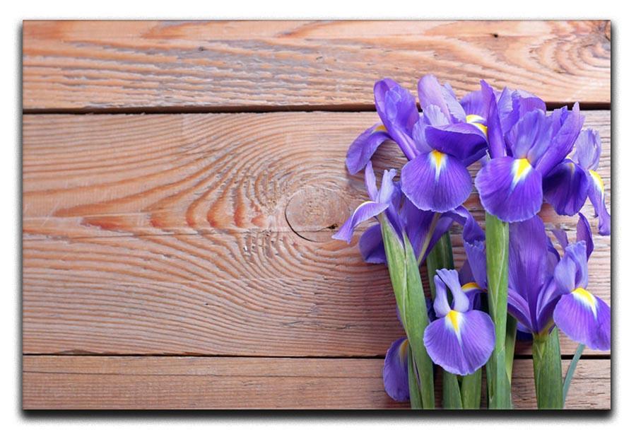 Iris on an old wooden background Canvas Print or Poster  - Canvas Art Rocks - 1