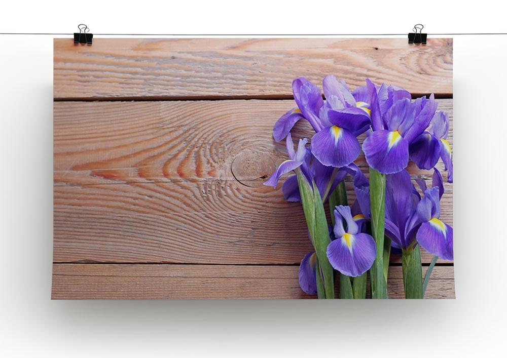 Iris on an old wooden background Canvas Print or Poster - Canvas Art Rocks - 2