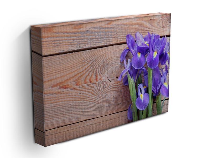 Iris on an old wooden background Canvas Print or Poster - Canvas Art Rocks - 3
