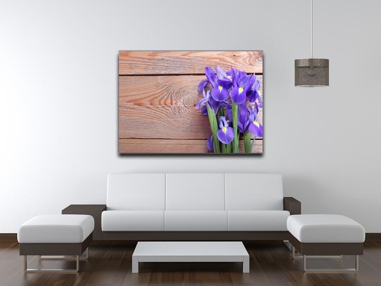 Iris on an old wooden background Canvas Print or Poster - Canvas Art Rocks - 4