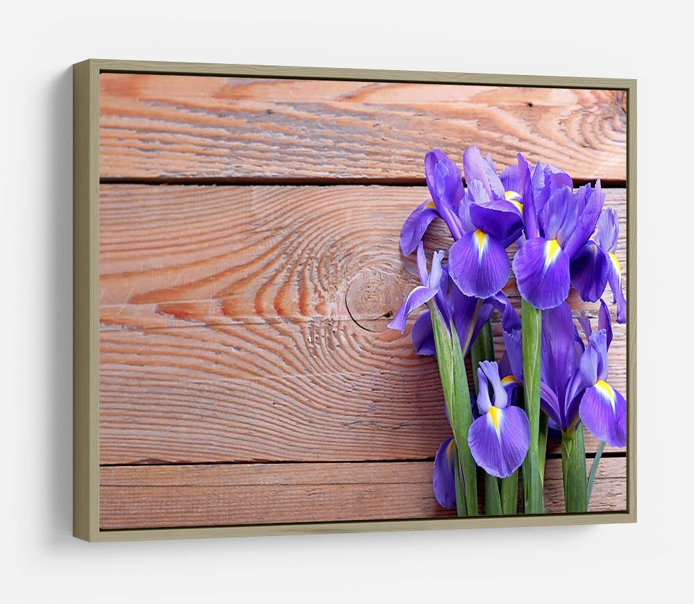 Iris on an old wooden background HD Metal Print