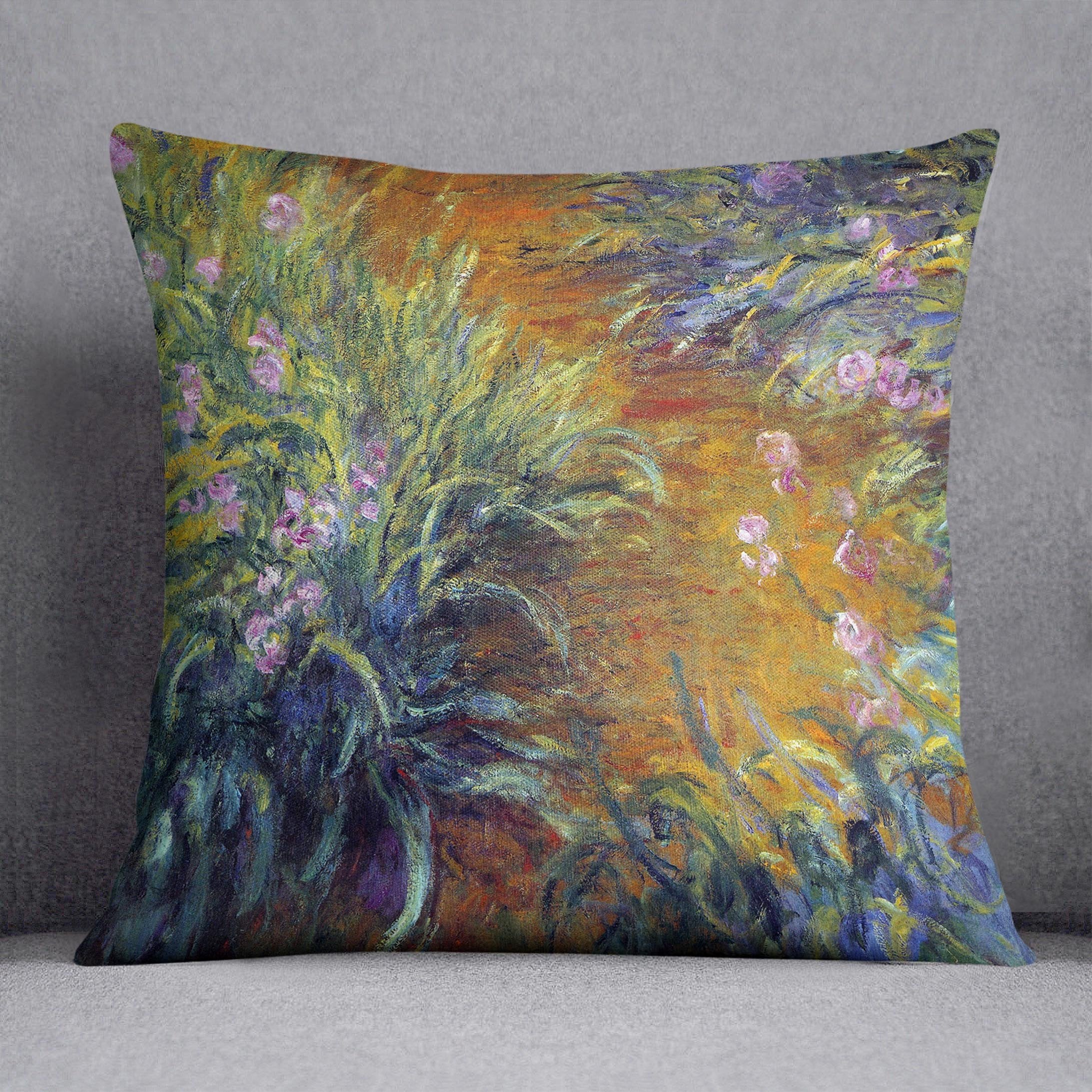 Irises by Monet Throw Pillow