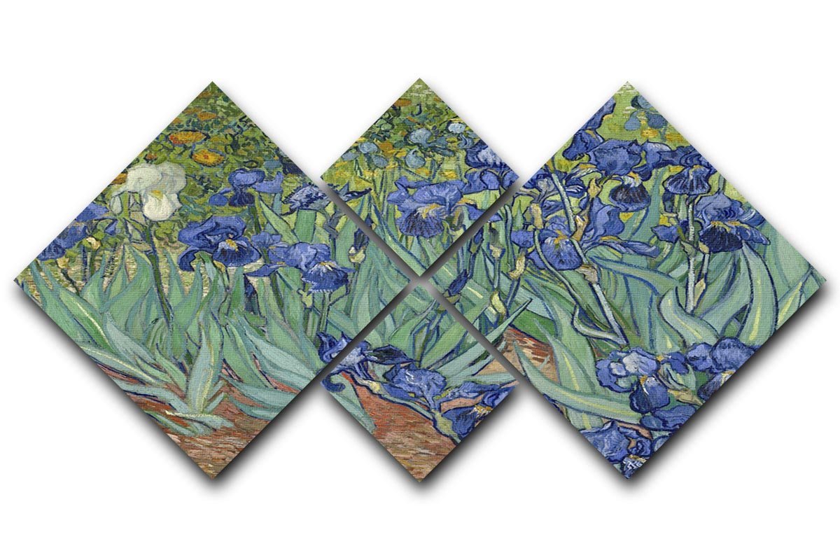 Irises by Van Gogh 4 Square Multi Panel Canvas  - Canvas Art Rocks - 1