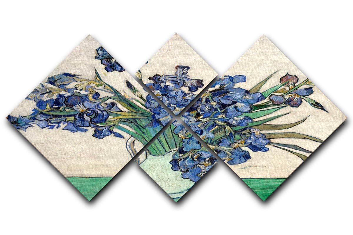 Irises in a vase 4 Square Multi Panel Canvas  - Canvas Art Rocks - 1