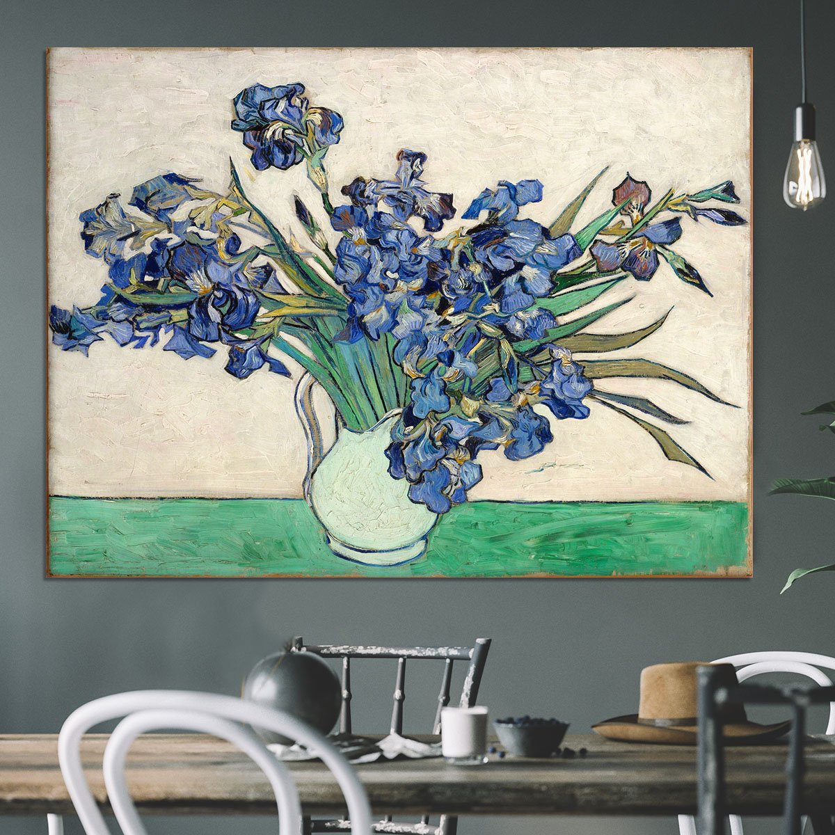 Irises in a vase Canvas Print or Poster