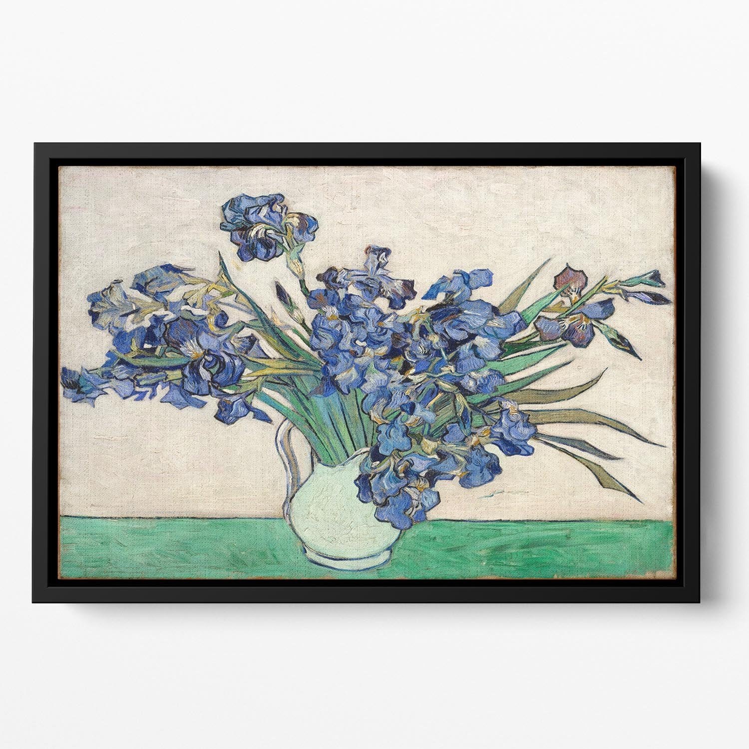 Irises in a vase Floating Framed Canvas