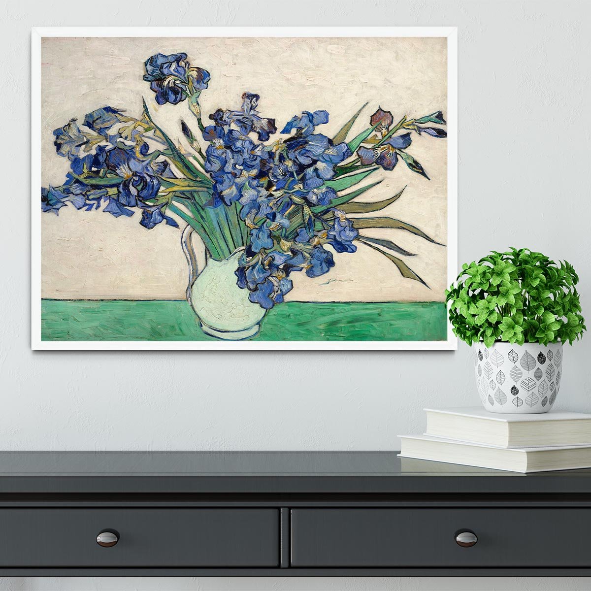 Irises in a vase Framed Print - Canvas Art Rocks -6