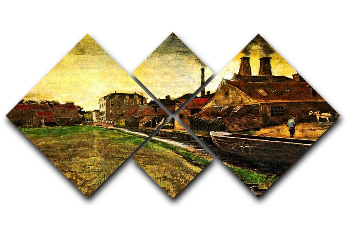 Iron Mill in The Hague by Van Gogh 4 Square Multi Panel Canvas  - Canvas Art Rocks - 1