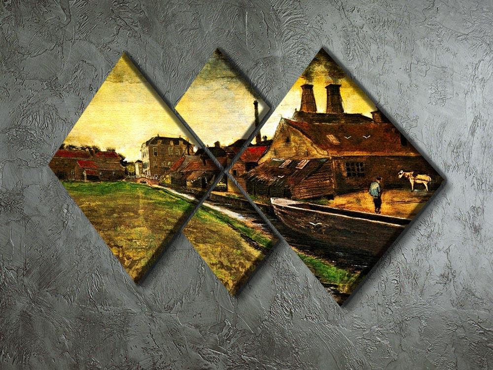 Iron Mill in The Hague by Van Gogh 4 Square Multi Panel Canvas - Canvas Art Rocks - 2