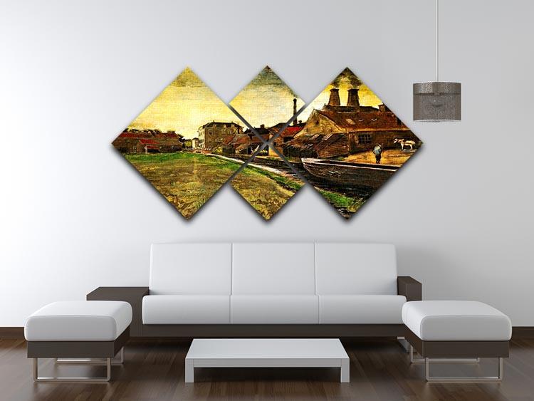 Iron Mill in The Hague by Van Gogh 4 Square Multi Panel Canvas - Canvas Art Rocks - 3