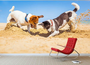 Jack russell couple of dogs digging a hole Wall Mural Wallpaper - Canvas Art Rocks - 2