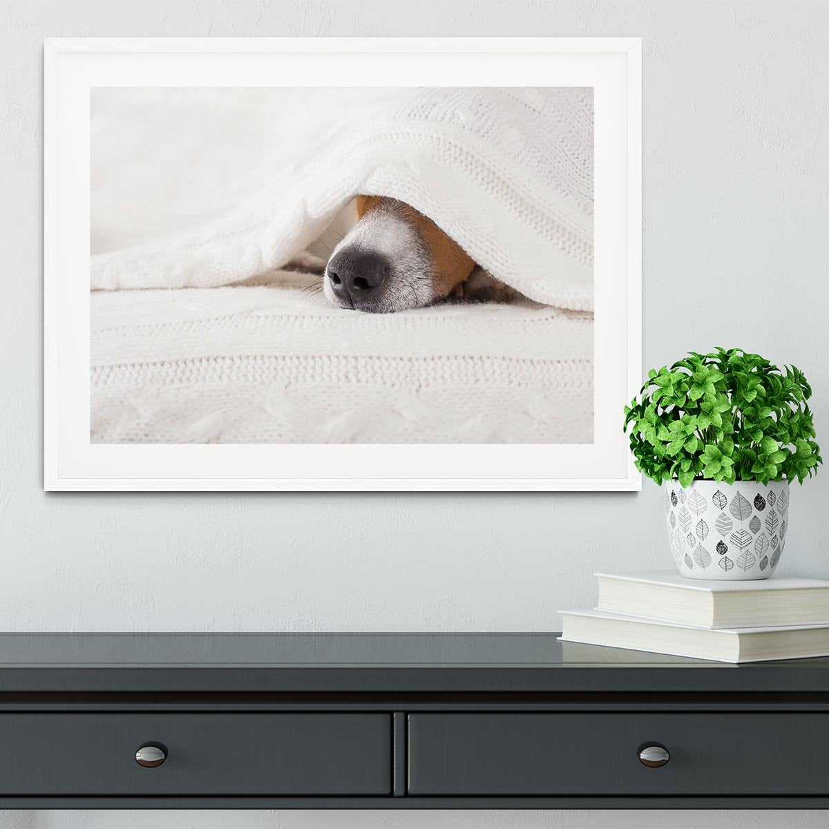 Jack russell dog sleeping under the blanket Framed Print - Canvas Art Rocks - 5
