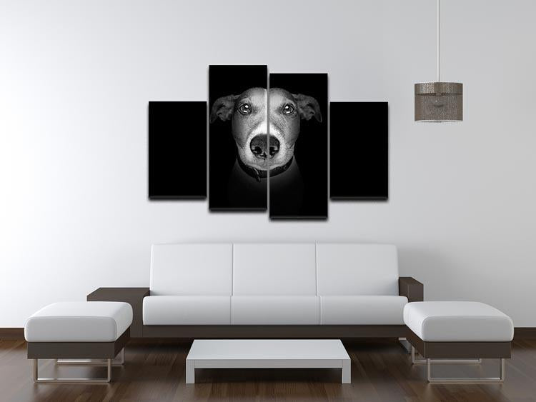 Jack russell terrier dog isolated on black dark background 4 Split Panel Canvas - Canvas Art Rocks - 3