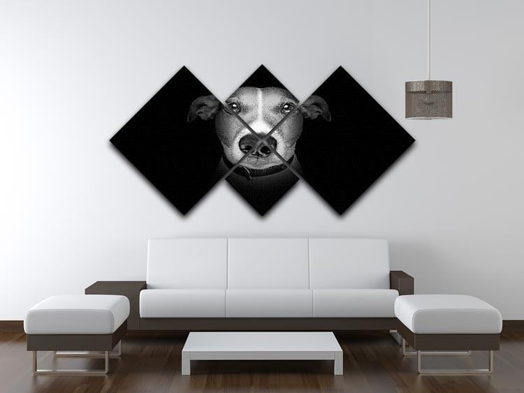 Jack russell terrier dog isolated on black dark background 4 Square Multi Panel Canvas - Canvas Art Rocks - 3