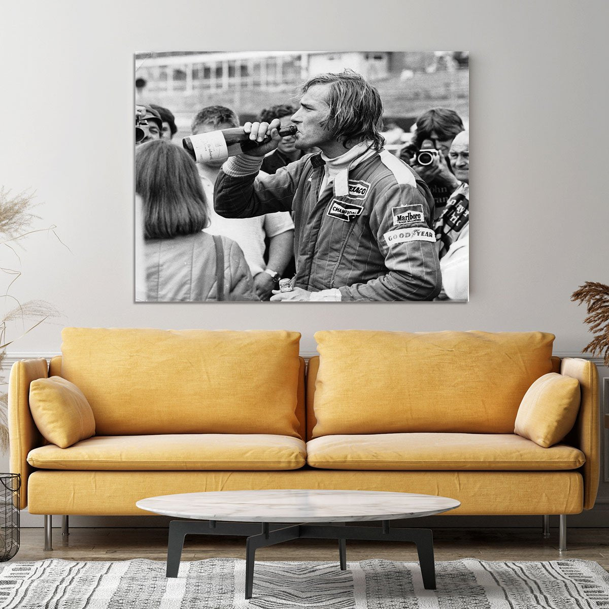 James Hunt swigging champagne Canvas Print or Poster