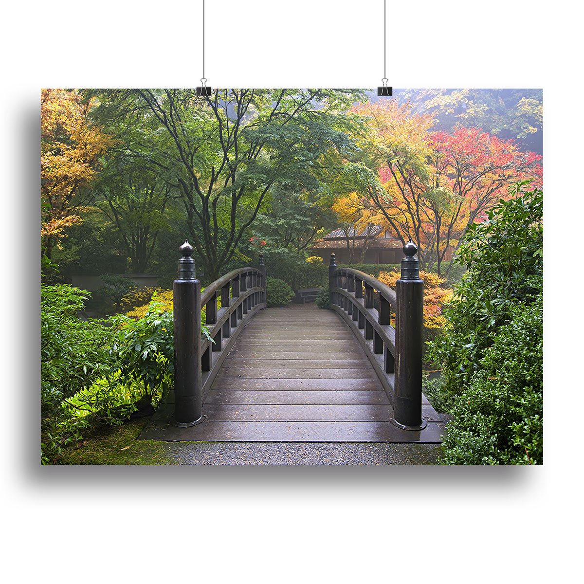 Japanese Garden Oregon in Autumn Canvas Print or Poster