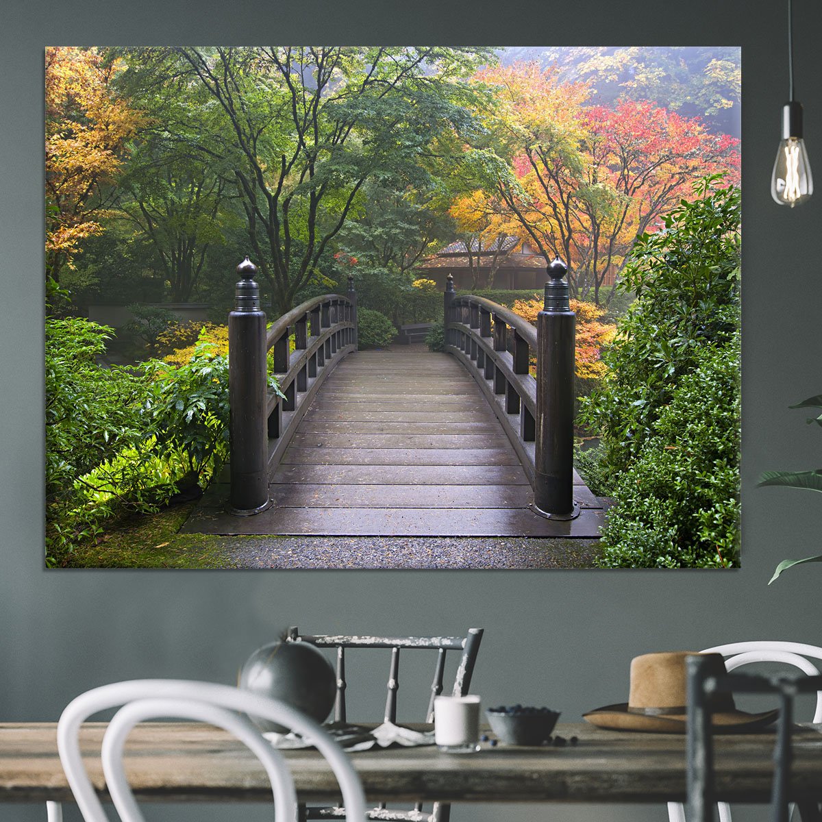 Japanese Garden Oregon in Autumn Canvas Print or Poster