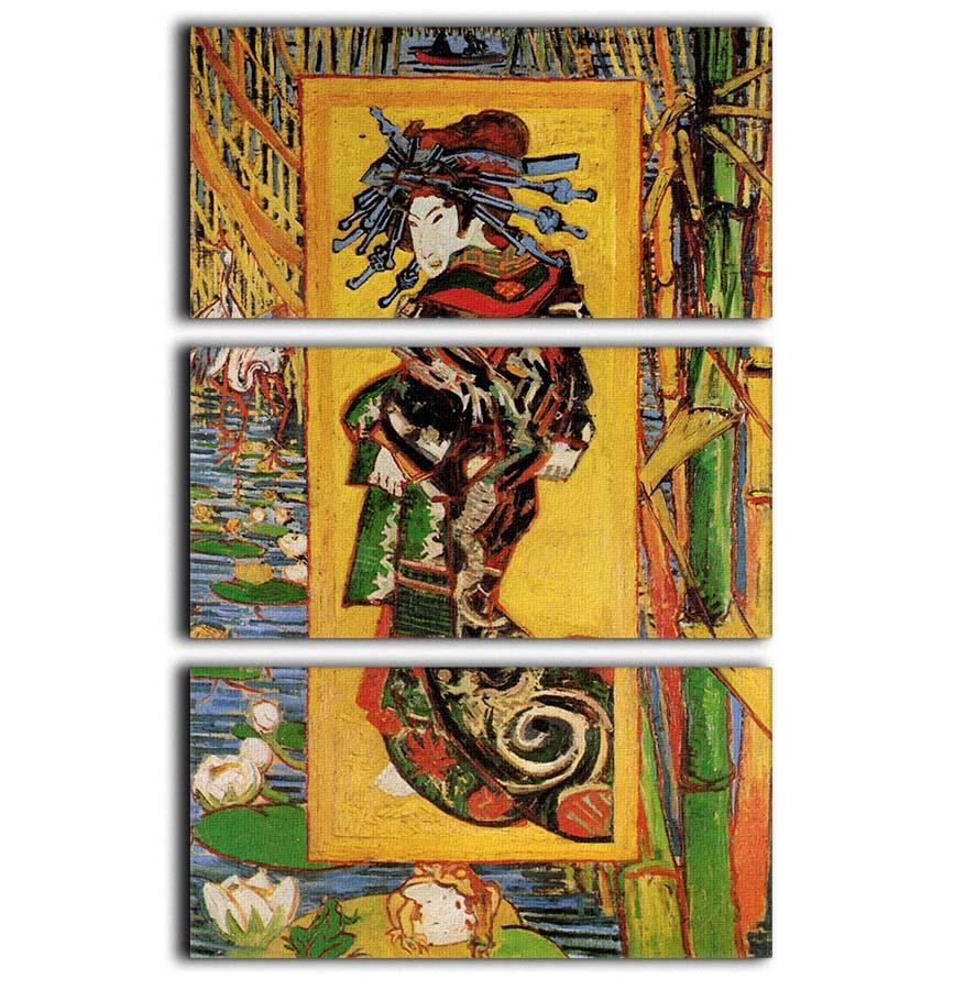 Japonaiserie Oiran after Kesa Eisen by Van Gogh 3 Split Panel Canvas Print - Canvas Art Rocks - 1