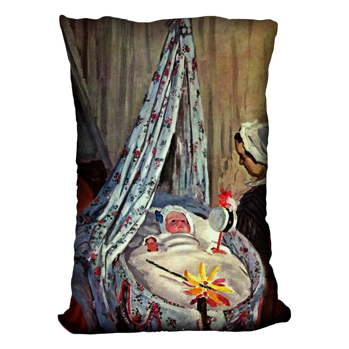 Jean Monet in the cradle by Monet Throw Pillow