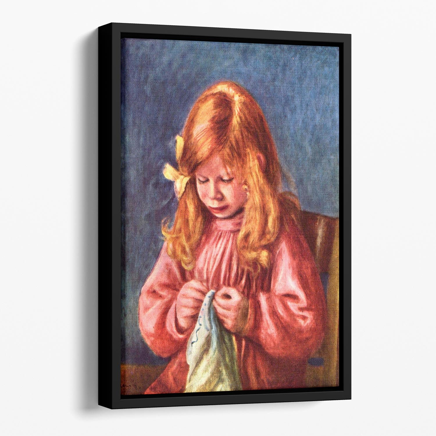 Jean Renoir sewing by Renoir Floating Framed Canvas