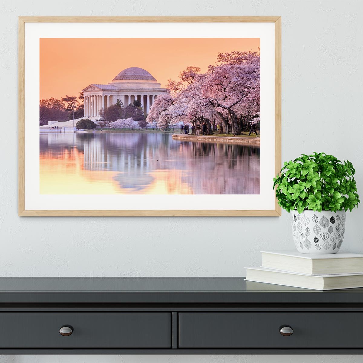 Jefferson Memorial during the Cherry Blossom Festival Framed Print - Canvas Art Rocks - 3