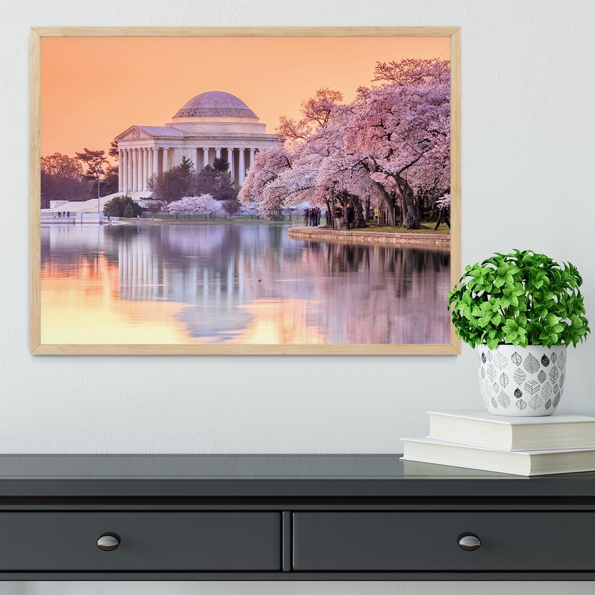 Jefferson Memorial during the Cherry Blossom Festival Framed Print - Canvas Art Rocks - 4