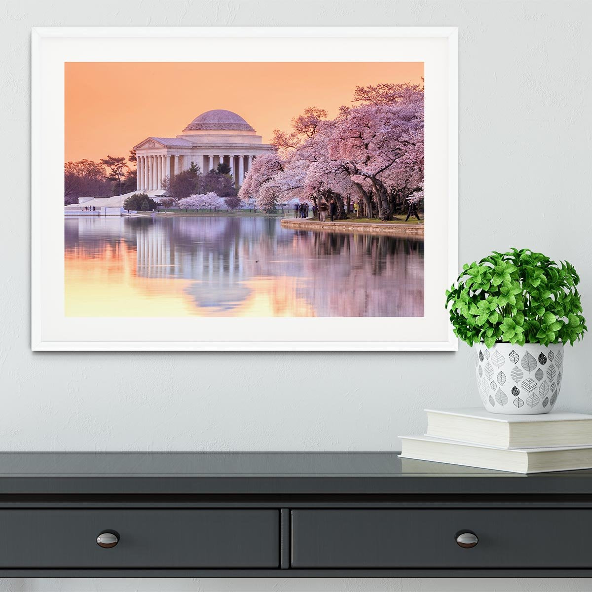 Jefferson Memorial during the Cherry Blossom Festival Framed Print - Canvas Art Rocks - 5