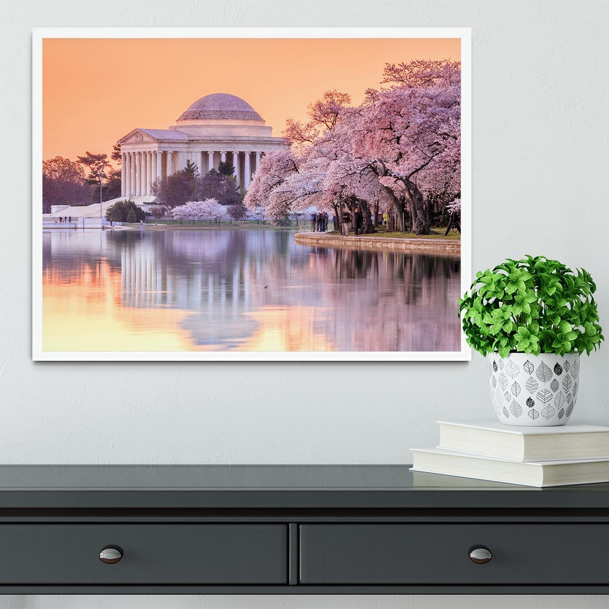 Jefferson Memorial during the Cherry Blossom Festival Framed Print - Canvas Art Rocks -6