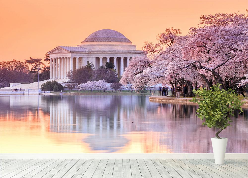 Jefferson Memorial during the Cherry Blossom Festival Wall Mural Wallpaper - Canvas Art Rocks - 4