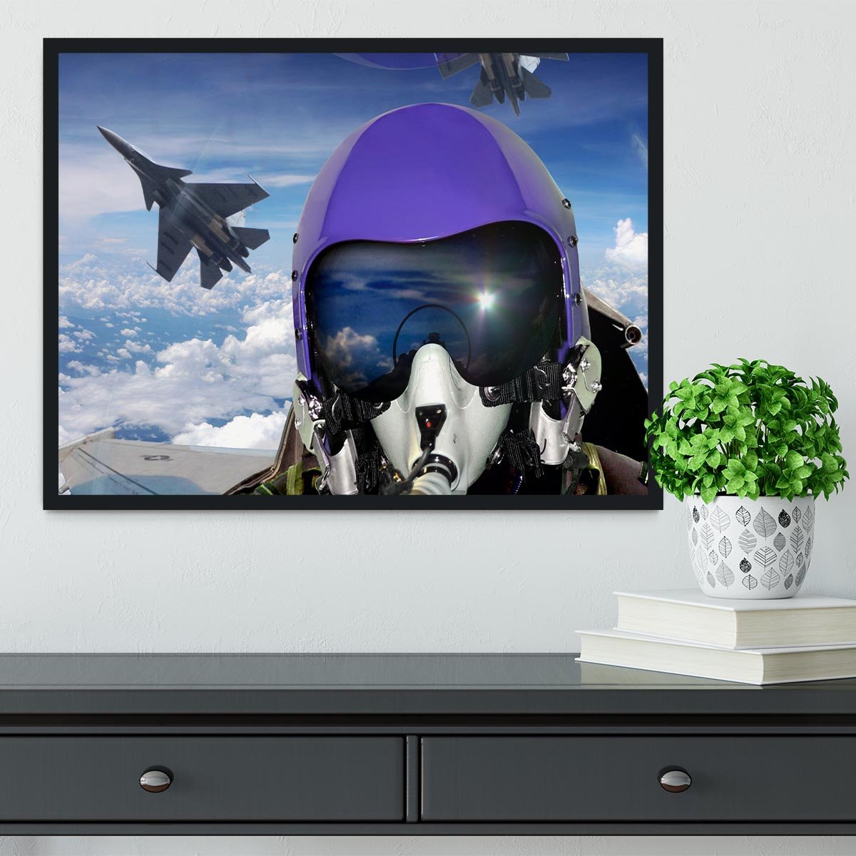 Jet fighter pilot cockpit view Framed Print - Canvas Art Rocks - 2