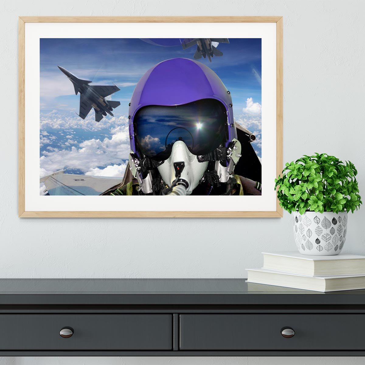 Jet fighter pilot cockpit view Framed Print - Canvas Art Rocks - 3