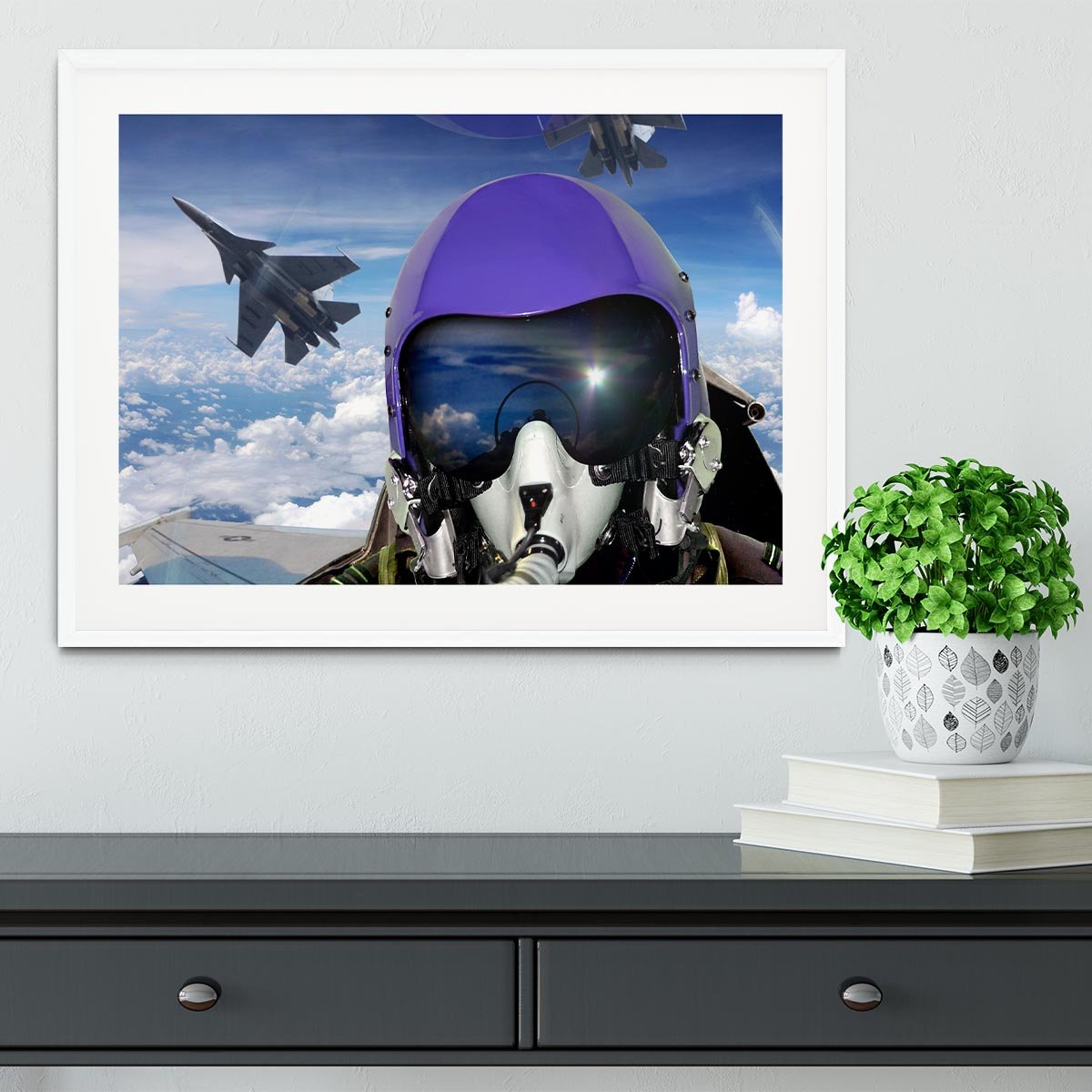 Jet fighter pilot cockpit view Framed Print - Canvas Art Rocks - 5