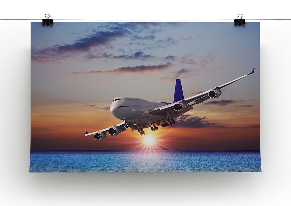 Jet liner over the sea at dusk Canvas Print or Poster - Canvas Art Rocks - 2