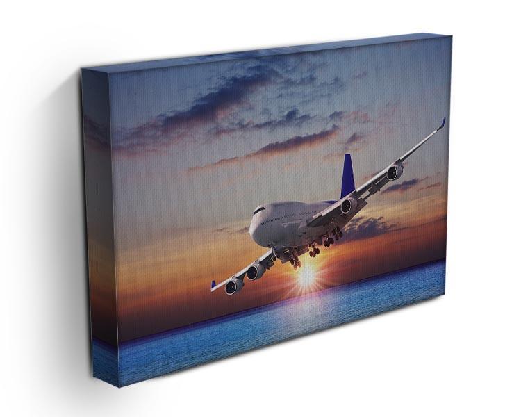 Jet liner over the sea at dusk Canvas Print or Poster - Canvas Art Rocks - 3