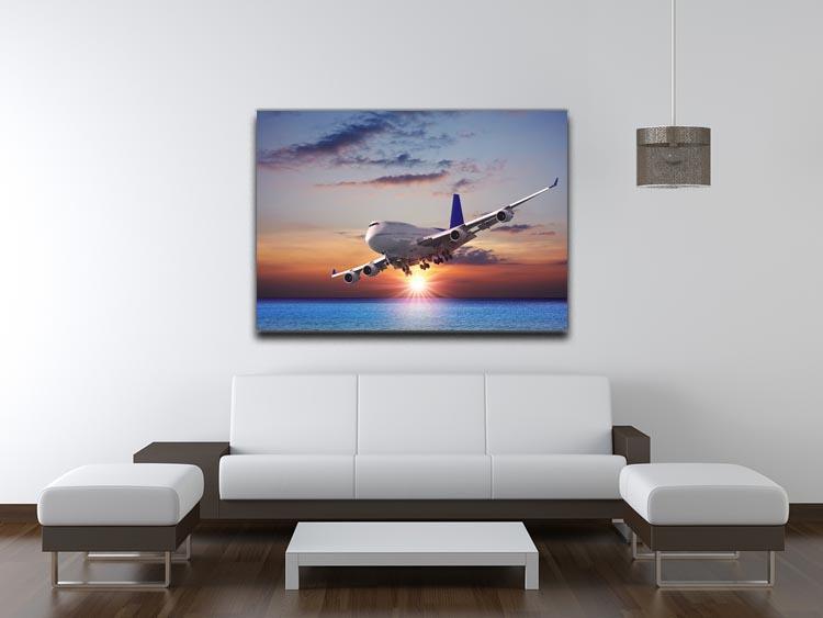 Jet liner over the sea at dusk Canvas Print or Poster - Canvas Art Rocks - 4