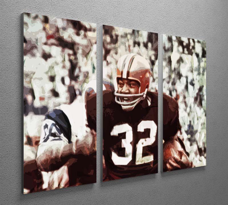 Jim Brown Cleveland Browns 3 Split Panel Canvas Print - Canvas Art Rocks - 2