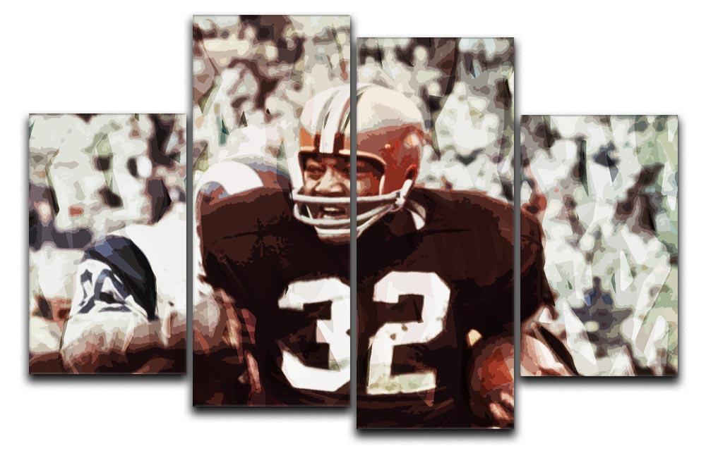Jim Brown Cleveland Browns 4 Split Panel Canvas  - Canvas Art Rocks - 1