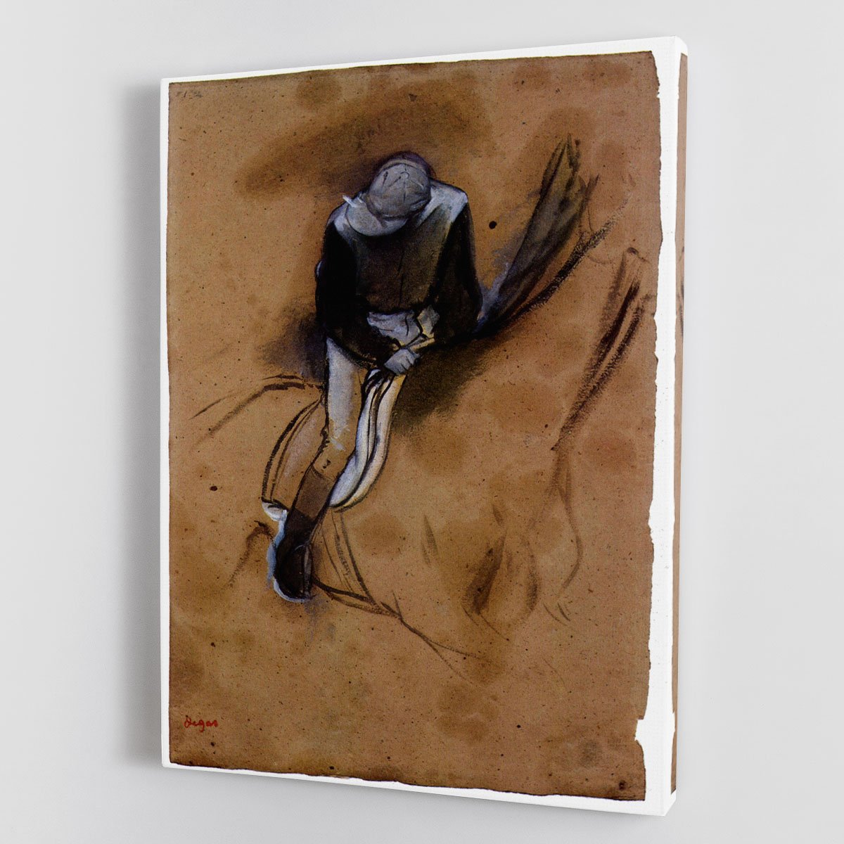 Jockey forward flexed standing in the saddle by Degas Canvas Print or Poster